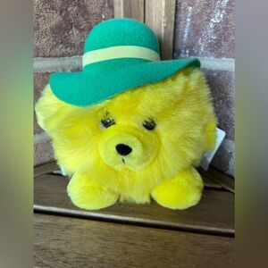 Vtg 6" Russ Berrie Stepping Out Plush Rhonda Yellow Fuzzy with Green Hat NWT